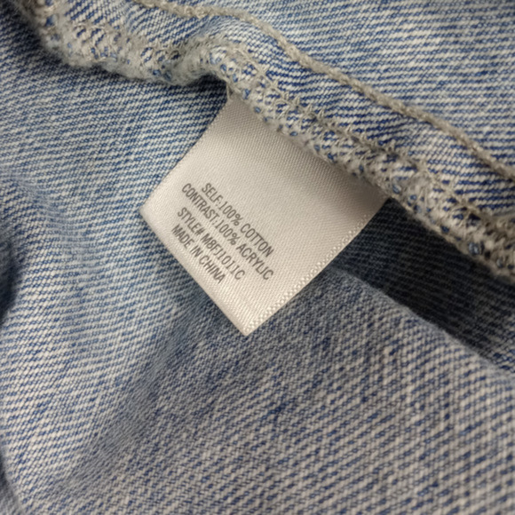 MIAMI Denim Jacket Striped Knit Sleeves Size Small - Picture 5 of 6